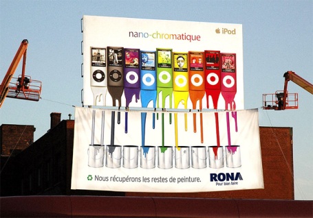 Apple e seus ipods coloridinhos e Rona reciclando restos de pintura